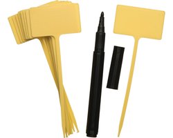 Nature Plantetiketten/plantenlabels - 20x - geel - kunststof - 13 cm - steeketiketten
