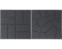Nature - Tuintegel - grijs - rubber - betegeling/omkeerbaar motief - H1,5 x 40 x 40cm