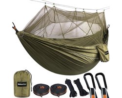 NatureFun Mosquito net, ultra light, for travel and camping, 300 kg load capacity, breathable, quick-drying parachutenylon, 2 x premium carabiners, 4 x nylon straps included