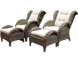 Naturel lounge balkonset 4-delig naturel rotan wit