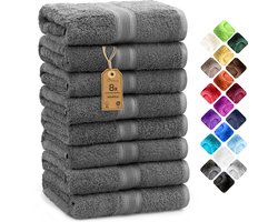 NatureMark, 100% Katoen 8X Badstof Handdoeken, Antraciet/Grijs, 50 x 100cm