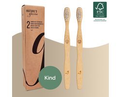 NATURE’S groove® Bamboe Kindertandenborstels - 2 Stuks - Handtandenborstel - Houten Tandenborstel - Baby - Handmatig