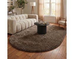 NATURL. Ovaal Shaggy vloerkleed - Blaze Taupe - 160x230cm
