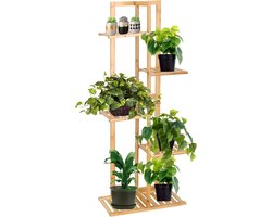NATURN LIVING Bamboe Plantentafel - 40 x 21 x 80 cm - Bamboe - Plantenstandaard - Plantenzuil - Plantenhouder - Planten Standaard - Plantenrek - Planten Organizer - Duurzaam - Bruin