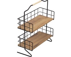 NATURN LIVING Metalen Kruidenrek Keuken Etagere 2 Laags - Keuken Opbergrek - Kruidenpotjes Rek - Keukengerei - Kruiden Organizer - Keukenrek Specerijen - Kruidenrek Staand - Cadeau Geschenk - Cadeaupakket - Mat zwart