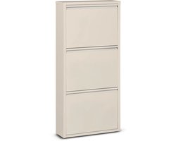 Naturn Living Metalen Schoenenkast 3-Deurs - 50 x 15 x 103 cm - Ruimtebesparend en Stijlvol Schoenenrek - Moderne Schoenenkasten - Schoenen Opbergen - Wandmontage - Schoenenrek en Opbergsysteem - Schoenenkast - Wit