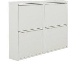 Naturn Living Metalen schoenenkast 4 vakken - 75 x 103 x 17 cm - set van 2 Schoenenkasten - Opbergrek - Schoenen Opbergkast - Schoenenrek - Kast - Organizer - Schoenenkast - Opbergkast - Mat Wit