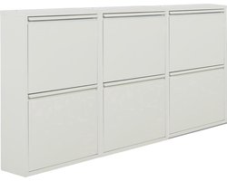 Naturn Living Metalen schoenenkast 6 - deurs - set van 3 | 166,5 x 17 x 75 cm | Functionele en compacte schoenenkast voor het stijlvol opbergen van jouw schoenen verzameling | Schoenenrek | Mat wit