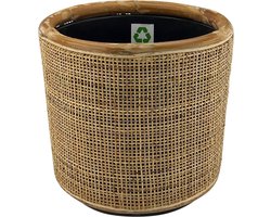 NATURN LIVING Rotan Drypot Plantenmand - ø 31 x 29 cm - Duurzame Bloempot met Waterdichte Binnenpot - Handgemaakte Mand voor Binnenplanten - Bloempotten - Plantenmanden - Licht Bruin