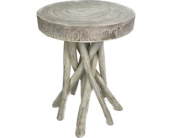 Naturn Living™ Teak houten bijzettafel - ø 35 x 46 cm - White wash