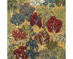 Natuur behang Profhome 377571-GU vliesbehang glad met bloemmotief mat geel rood blauw zuurstokroze 5,33 m2