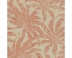 Natuur behang Profhome 395013-GU vliesbehang gestructureerd in jungle stijl glanzend beige rood oranje 5,33 m2