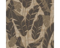 Natuur behang Profhome 395024-GU vliesbehang gestructureerd met bloemmotief en metalen accenten beige zwart 5,33 m2