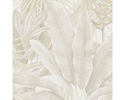 Natuur behang Profhome 396474-GU vliesbehang hardvinyl warmdruk in reliëf licht gestructureerd in jungle stijl mat beige crèmewit grijs wit 5,33 m2