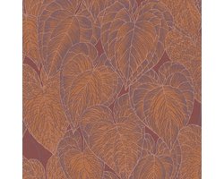 Natuur behang Profhome 781284-GU vliesbehang hardvinyl warmdruk in reliëf gestructureerd met bloemmotief subtiel glanzend rood oranje paars goud 5,33 m2