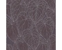Natuur behang Profhome 781285-GU vliesbehang hardvinyl warmdruk in reliëf gestructureerd met bloemmotief subtiel glanzend grijs paars zilver 5,33 m2