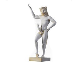 Natuur God Beeld - Griekse Romeinse Figuur - Huis Kantoor Decoratie - Handgemaakt Alabast - 32cm Hoog - Goudkleurig
