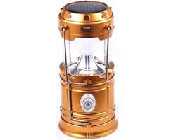 NatuurGenoot® Led Lantaarn- Tuin verlichting-Camping Lamp- Solar Kampeerlamp-Noodlamp- Stormlantaarn - solar tuinverlichting- Opladen via zonne-energie en USB-Goud