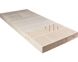 Natuurlatex matras MHB21 - 90x200 - H3 (70-110kg) - 20.5cm dik - 100% natuurlijk latexaandeel - Matrashoes van biologisch (GOTS) katoen en schapenwol