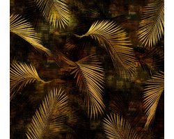 Natuurlijk behang zwart goud, Ideaal voor slaapkamer en woonkamer 2243-15, Vliesbehang met palmboom patroon, Bladeren stijl 2243-15, BRICOFLOR.nl