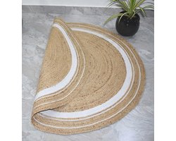 Natuurlijk Jute Tapijt – Handgeweven Vloerkleed voor Woonkamer, Slaapkamer of Hal, Duurzame en Milieuvriendelijke Vloermat (60 cm x 60 cm Rond)