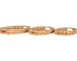 Natuurlijk waterhyacint ovaal dienblad set van 3 - House Nordic - Dienbladen - Bruin - Rotan - Dienbladen -