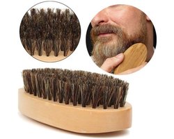 Natuurlijke baard- en snorborstel met everzwijnhaar en houten handvat - Beige - Volwassenen - Mannen
