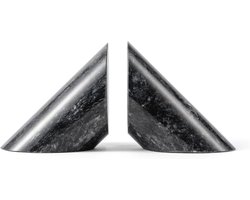 Natuurlijke gepolijste marmeren boekensteunen – set van 2 - zwart