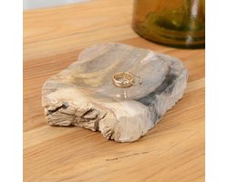 Natuurlijke houten opbergbak 10 cm - fossiele zeepbakje bruin