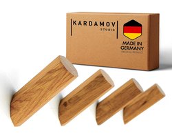 Natuurlijke houten wandhaken - Set van 4 Berlijnse haken van eiken - handgemaakt en modern - decoratief en multifunctioneel - minimalistisch design - vintage garderobe - kledinghaken