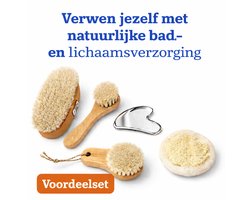 Natuurlijke Lichaamsverzorgingsset – Droogborstel, Gezichtsborstel paardenharen en geitenhaar, Loofah Spons & RVS Gua Sha - cadeau - moederdag
