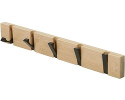 Natuurlijke moderne kapstokhaken van hout met 5 uitklapbare haken