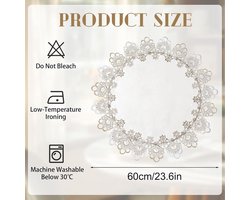 Natuurlijke-Ronde-Doily - Kant - Jacquard - Placemat - Gehaakt - Theeset - Tafeldecoratie - Thuis - Dressoir - Eettafel - 58 cm - Neutrale - Aardetinten