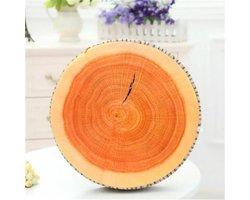 Natuurlijke ronde stronk sierkussen, 3D digitale print comfortabel hout log kussen, grappige schattige houten kofferbak kussens stomp cilinder vloerkussen voor thuis sofa woonkamer decor (B)