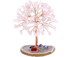 Natuurlijke Rozenkwarts Geldboom, 9-10cm Healing Kristallen voor Decoratie en Geschenken, Spirituele Sculptuur voor Thuis en Kantoor