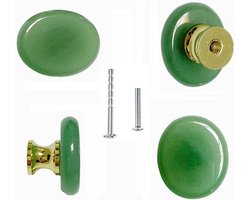 Natuurlijke Steen Knoppen - Lade Handgrepen Kastgrepen - Meubels Opknappen - Uniek Natuurlijk Patroon - 26mm x 17mm - Groen
