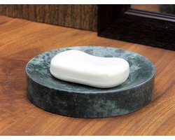 Natuurlijke zeepbakje - Zeephouder marmer - Badkamer decoratie - Handgemaakt natuursteen - 13.5 x 9 cm - Groen