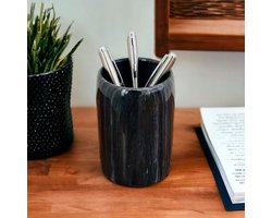 Natuurlijke zwarte marmeren pennenhouder - veelzijdige organizer voor kantoor en badkamer