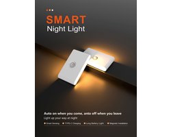 NatuurNook® - LED Nachtlampje - 2 stuks - Nachtlampjes - Sensor lamp binnen - Trapverlichting led bewegingssensor - Trapverlichting draadloos - Magnetische Montage - Oplaadbaar - Wandlamp binnen - Kastverlichting- Met Ronde lens - Wit