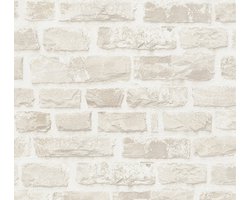 NATUURSTEEN BEHANG | Industrieel - Beige Wit - A.S. Création Natural Living D`eco