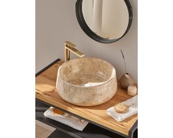Natuursteen waskom rond beige 40x40x15 cm – Calvera opbouw