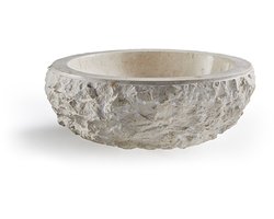 Natuursteen waskom rond beige 50×50×25 cm – Valdera opbouw
