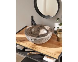 Natuursteen waskom rond grijs 40x40x15 cm – Almaris opbouw