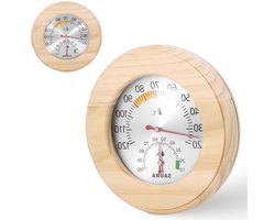 Nauwkeurige 2-in-1 Sauna Thermometer en Hygrometer van Hout met Gehard Glas voor Stoombaden en Sauna's, Automatische Kalibratie en Ideale Temperatuurmeting