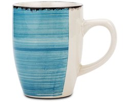 Nava Lines Faded Blue - Keramische Beker - 355 ml - Blauw-Beige - Vaatwasser- en Magnetronbestendig