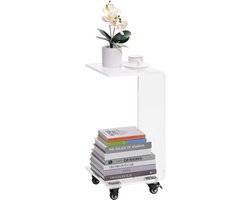 Navaris acryl bijzettafel op wieltjes - Roltafel - Past onder bank en bed - Laptop tafel - Banktafeltje - Bedtafel - 66 x 30 x 30 cm - Transparant