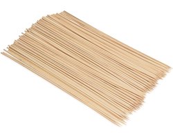 Navaris bamboe prikker spiesjes (100) - Lange houten bamboeprikkers voor kebab, gril, BBQ, fruit, chocoladefontein, marshmallows roosteren - 40 cm lang