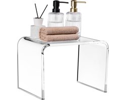 Navaris douchekruk van acryl - Transparant krukje met anti-slip poten - 33 x 23 x 23 cm - Kunststof stoeltje voor in de douche het bad of de woonkamer