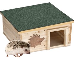 Navaris Egelhuisje Waterdicht - Houten Bouwpakket Egelhuis Goedkoopste - Egelhuisje met inlooptunnel - 40x40x19 CM