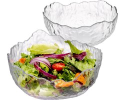 Navaris glazen serveerschalen set van 2 - Schaaltjes in 2 maten - Ronde kommen ter decoratie - Als fruitschaal dessert schaal of salade kom - Van glas